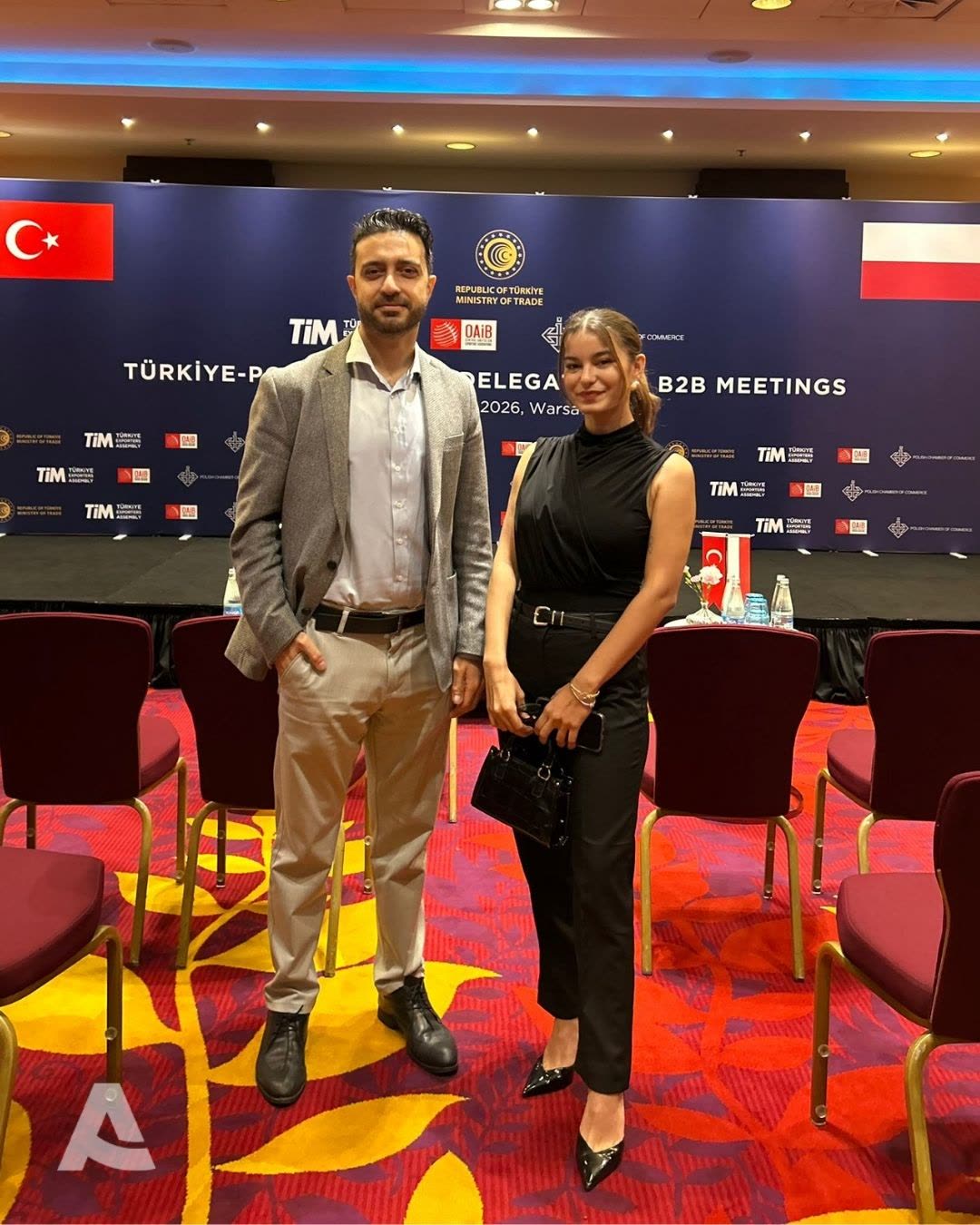 Adrian Murat Özdemir and Beril Sıla Torun of Adwisen at the Türkiye–Poland Trade Delegation & B2B Meetings, Warsaw